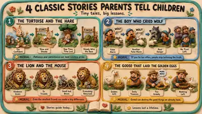 Classic Stories Educational Clay Infographic Grid