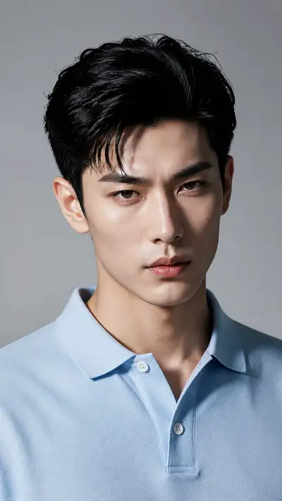 Editorial fashion portrait with sharp features, Chinese prompt