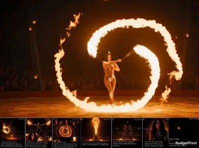 Video cinematográfico ritual de fire-poi (4 cortes, 15s)