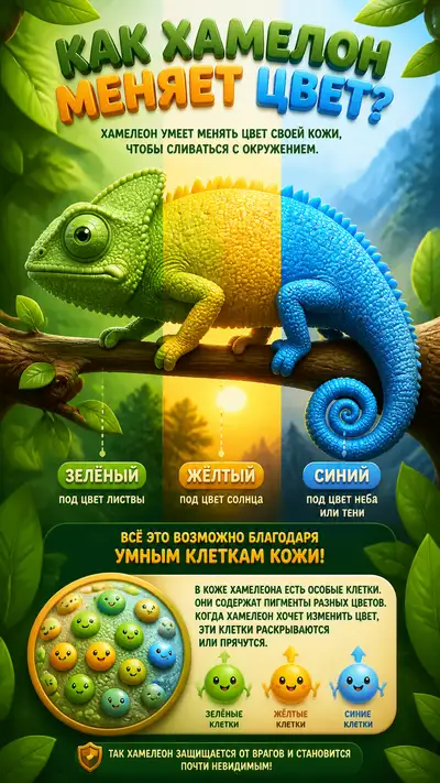 How a Chameleon Changes Color Kids Poster