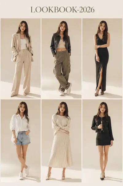 Consistent identity Korean fashion lookbook grid