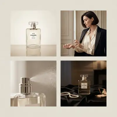 2x2 luxury Chanel perfume advertisement grid