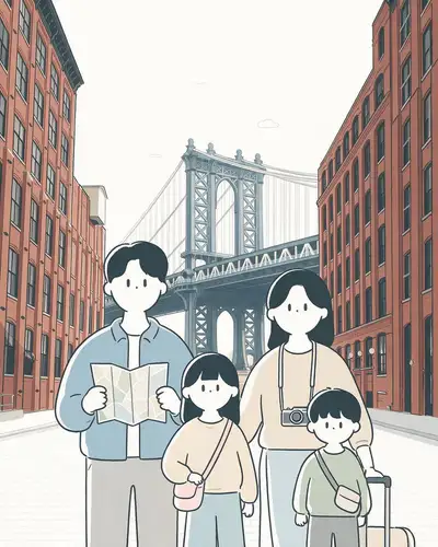 Flache Vektor-Koreanische Familie in DUMBO