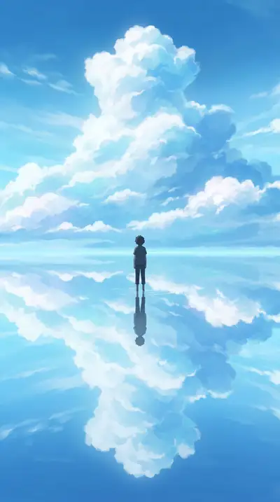 Symmetrical figure in mirror-water Shinkai sky