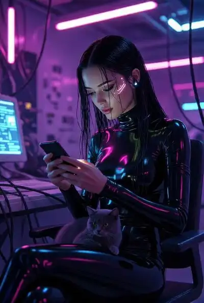 Cyberpunk Woman in Futuristic Lab