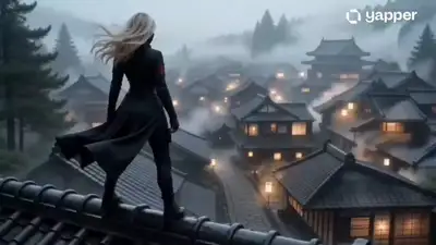 Mysterious Female Assassin in Misty Japanese Village