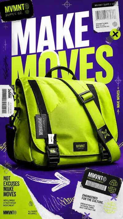 Neon Lime Messenger Bag Streetwear Advertising Poster