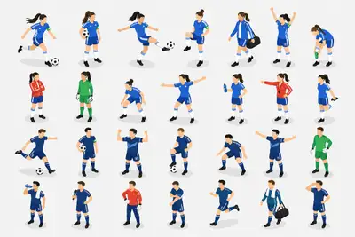 Isometric Football Player Pose Sheet