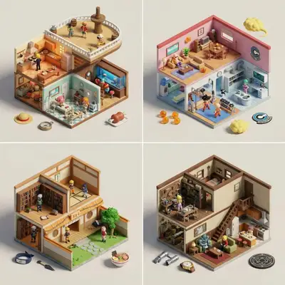 あらゆる作品シリーズにインスパイアされたアイソメトリック断面建物テンプレート