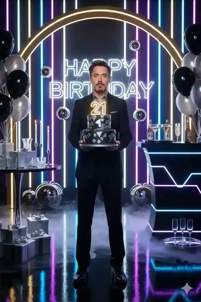 Ultra-Realistic Neon Birthday Portrait