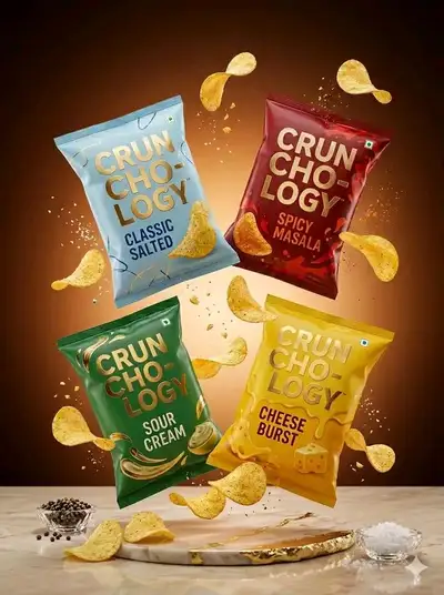 Potato chips product photography ad prompt