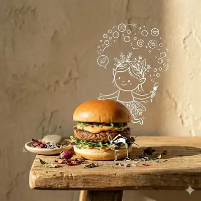 Earthy Burger Product Photography Prompt