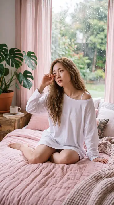 Retrato Fotorrealista: Jovem Mulher Acabou de Acordar