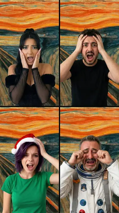Photoreal Meme Reaction Grid Generator