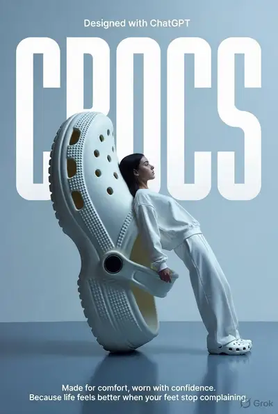 Surreale Übergrößen-Crocs-Modeanzeige