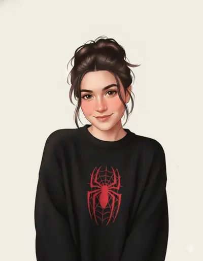 Render de avatar caricaturesco suave y limpio con rasgos faciales de identidad bloqueada