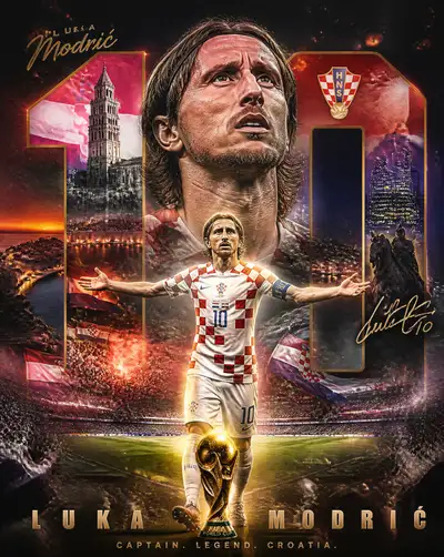 Luka Modric legacy tribute World Cup poster (JSON prompt)