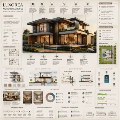 Luxury architecture reference infographic for a modern house