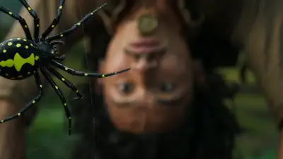 Jungle boy escapes spider and liana trap video prompt