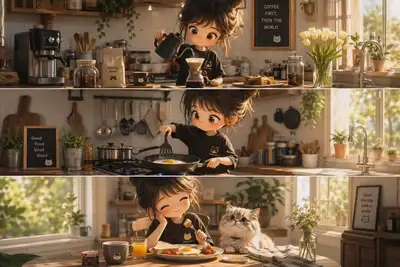 Chibi Morning Routine 3-Frame Strip
