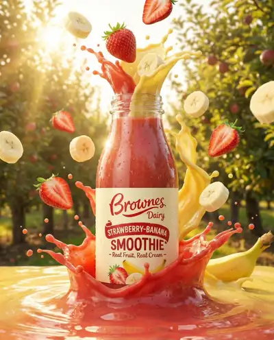 Tropical Fruit Drink Bottle Splash Advertisement