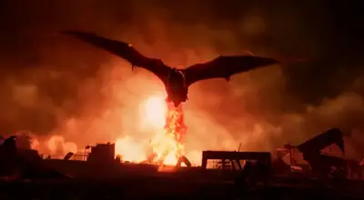 Low-Angle Dragon Fire Battle Shot