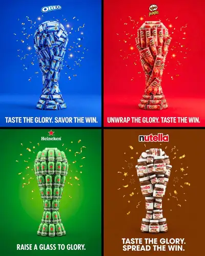 Product-shaped World Cup trophy advertisement template