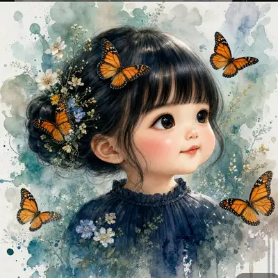 Prompt de portrait aquarelle d'une fillette style chibi