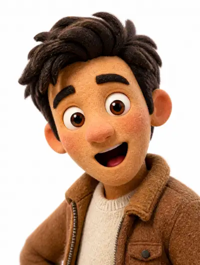 Claymation-style Pixar character transformation prompt