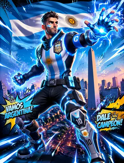 Argentina captain reimagined as a Fortnite style hero