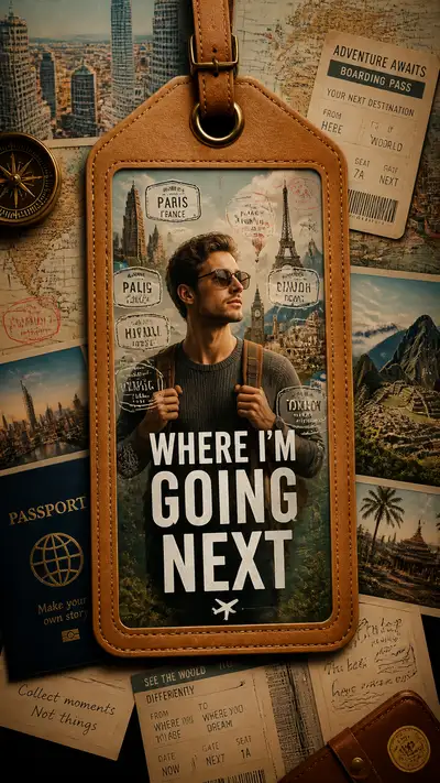 Where I'm Going Next travel luggage tag poster
