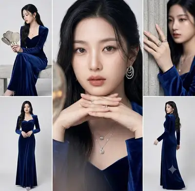 Royal Blue Velvet Fashion Editorial Collage