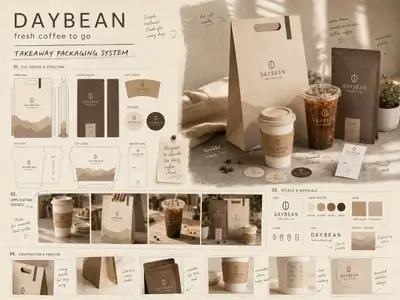 Brand takeaway packaging design proposal board
