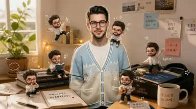Whimsical Study Room with Mini Versions of Yourself