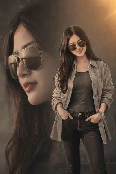 Cinematic Fashion Collage Portrait