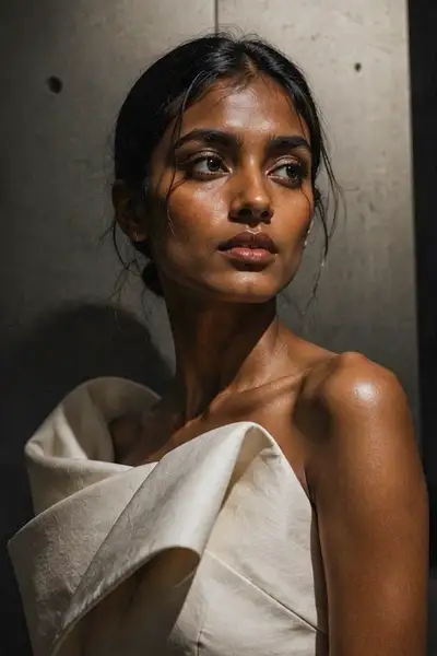 Gallery-lit Backstage Portrait of Indian Model
