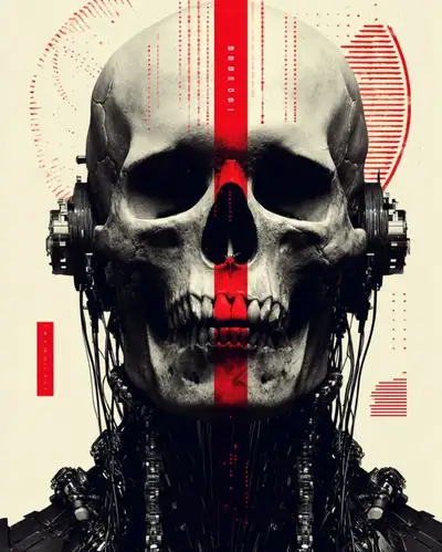 Biomechanical Skull Cinematic Animation Prompt