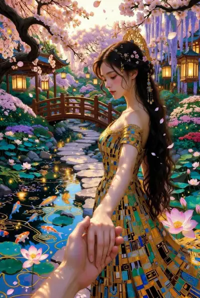 Romantic Walk - Impasto Oil Painting