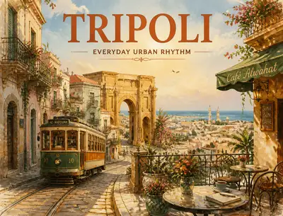Vintage watercolor city travel poster template
