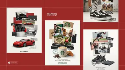 Scrapbook-style brand collage poster template