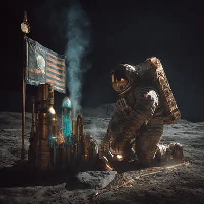 sureterrizaje lunar steampunk de un astronauta