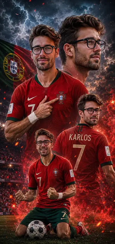 Cinematic Football Poster of South Asian Player