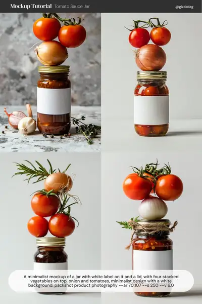 Minimalist Jar Product Mockup with Vegetables