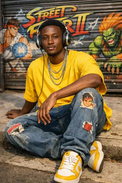 Sunlit Urban Streetwear Portrait