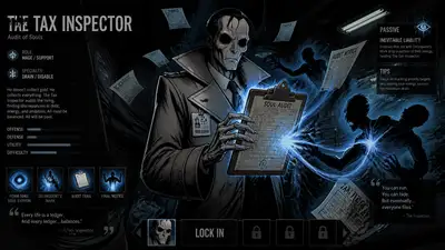 Splash art de héros MOBA d'un inspecteur des impôts