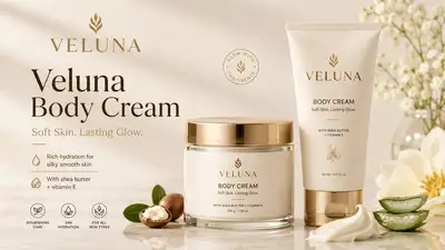 Veluna body cream advertising banner mockup