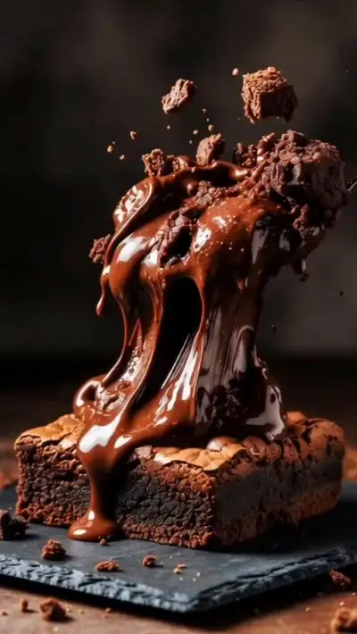 Vidéo hyper-réaliste de brownie au chocolat fondant
