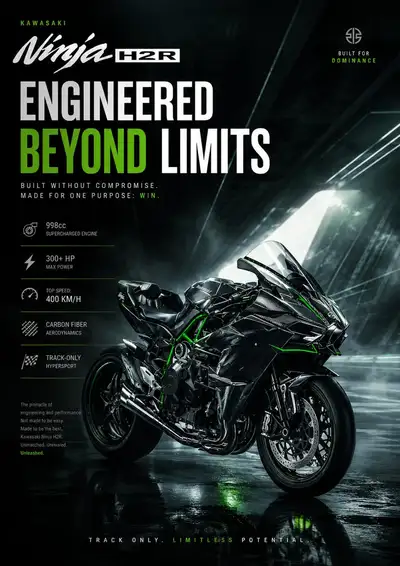 Futuristic Kawasaki Ninja H2R ad poster