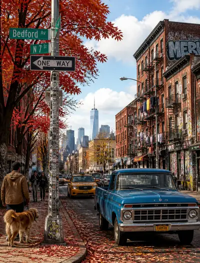 Brooklyn autumn street photography scene