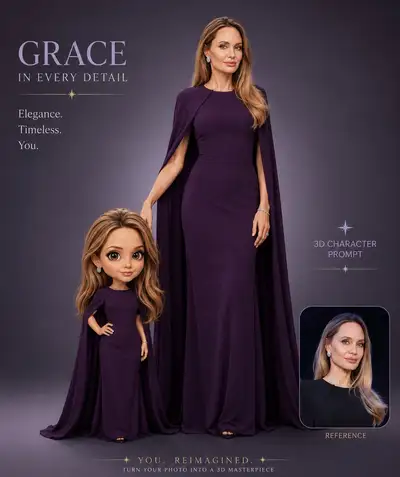 Luxury 3D Character Poster with Chibi Companion